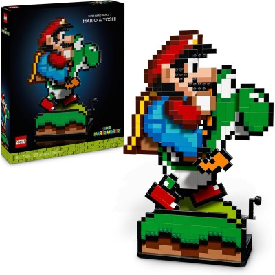 LEGO Super Mario 71438 Mario and Yoshi Kit Personaggi Pixelati con Funzioni Mobili