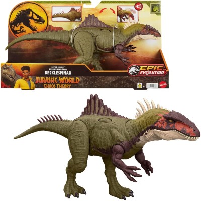 Mattel HXF52 Jurassic World: Teoria del Caos Becklespinax Battaglie Ruggenti con elementi sonori e d'azione