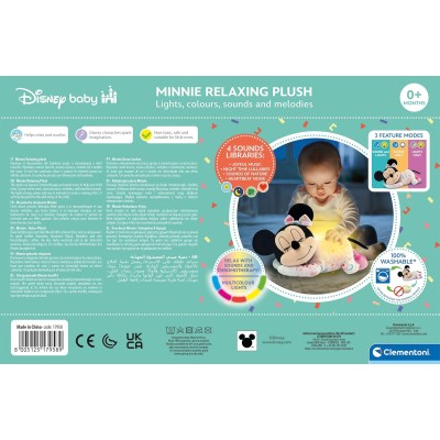 Clementoni 17958 Baby Minnie Mindfulness Plush Peluche Disney Musicale Rilassante Cromoterapia Luci e Melodie