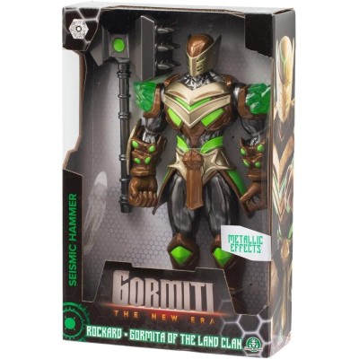 Giochi Preziosi GRV06100 Gormiti The New Era Gormita della Terra Rockard Articolato 27cm con Armatura Verde-Bronzo e Martello