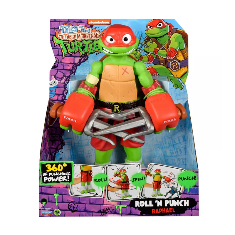 Giochi Preziosi TU844000 Tartarughe Ninja Caos Mutante Raffaello 30cm Rolling Punch con Fuzione Combattimento e Arma