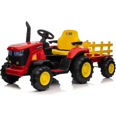 Trattore Elettrico per Bambini 12V con Rimorchio - Maxi Trattore Cavalcabile con ruote in gomma