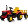 Trattore Elettrico per Bambini 12V con Rimorchio - Maxi Trattore Cavalcabile con ruote in gomma