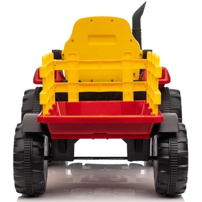 Trattore Elettrico per Bambini 12V con Rimorchio - Maxi Trattore Cavalcabile con ruote in gomma