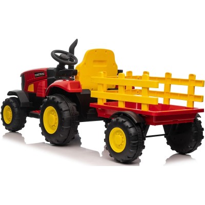 Trattore Elettrico per Bambini 12V con Rimorchio - Maxi Trattore Cavalcabile con ruote in gomma