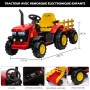 Trattore Elettrico per Bambini 12V con Rimorchio - Maxi Trattore Cavalcabile con ruote in gomma