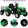 Trattore Elettrico per Bambini 12V con Rimorchio - Maxi Trattore Cavalcabile con ruote in gomma