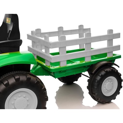 Trattore Elettrico per Bambini 12V con Rimorchio - Maxi Trattore Cavalcabile con ruote in gomma