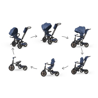 Triciclo per Bambini 6 in 1 Passeggino Evolutivo Prime con Sedile Girevole e reclinabile