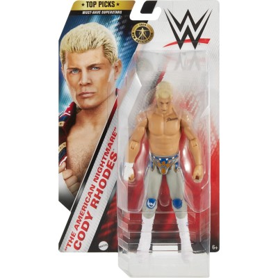 Mattel HTV90 WWE Top Picks Action Figure 15cm Cody Rhodes con 10 punti di articolazione