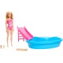 MAttel HRJ74 Barbie Piscina con bambola piscina scivolo telo e bevande