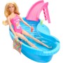 MAttel HRJ74 Barbie Piscina con bambola piscina scivolo telo e bevande