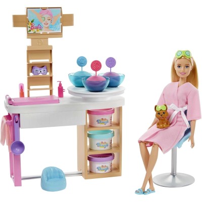 Mattel GJR84 Barbie alla Spa Playset con Bambola Cagnolino e Accessori