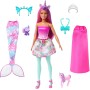 Mattel HLC27 Barbie Dreamtopia Bambola con gonna con coda da sirena e fermaglio unicorno