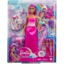 Mattel HLC27 Barbie Dreamtopia Bambola con gonna con coda da sirena e fermaglio unicorno