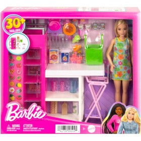 Mattel HJV38 Barbie Dispensa dei Sogni estensione della cucina di Barbie con bambola inclusa e 25+ accessori