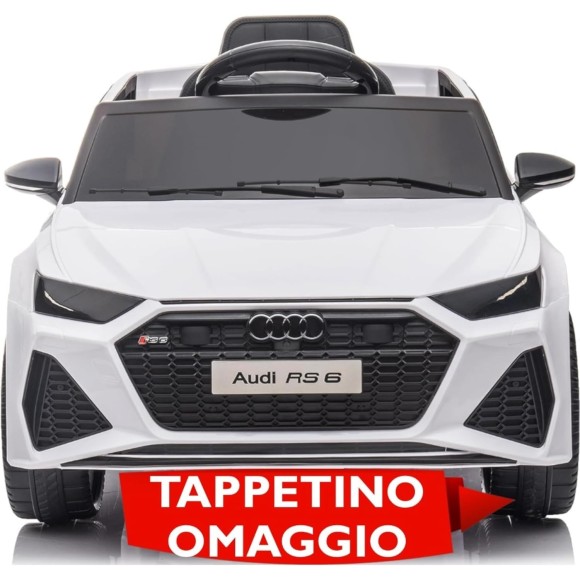 Auto Elettrica Macchina per Bambini 12V Audi RS 6 con Sedile Pelle e Telecomando