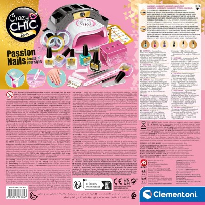 Clementoni 18784 Crazy Chic Nail Passion Kit Decorazione Unghie con Macchina Asciuga Smalto