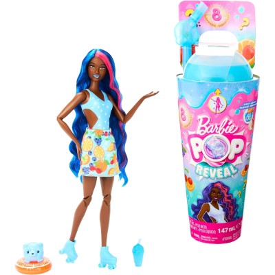 Mattel HNW42 Barbie Pop Reveal Serie Frutta Bambola a Tema Punch di Frutta con 8 sorprese ed Effetto Cambia Colore