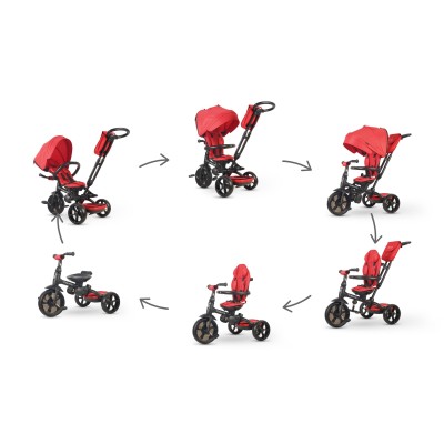 Triciclo Passeggino per Bambini New Prime 6 in 1 con PARAPIOGGIA