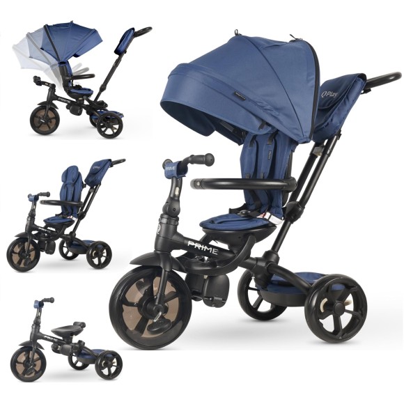 Triciclo per Bambini 6 in 1 Passeggino Evolutivo Prime con Sedile Girevole e reclinabile