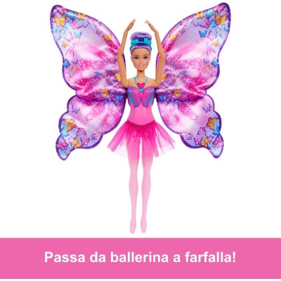 Mattel HXJ10 Barbie Ali Scintillanti con Capelli Viola Ali