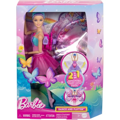 Mattel HXJ10 Barbie Ali Scintillanti con Capelli Viola Ali apribili Cerchietto e tutù