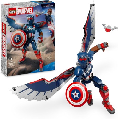 LEGO Marvel 76296 Captain America Costruibile Action Figure Snodabile con Scudo e Ali