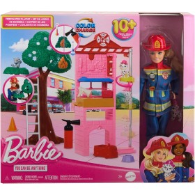 Mattel HRG55 Barbie Vigilessa del Fuoco playset con bambola e caserma dei pompieri 2 cuccioli e 10 accessori