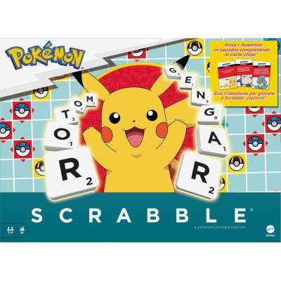 Mattel HXT30 Scrabble Pokémon il gioco delle parole crociate con 50 sfide e due modalità di gioco