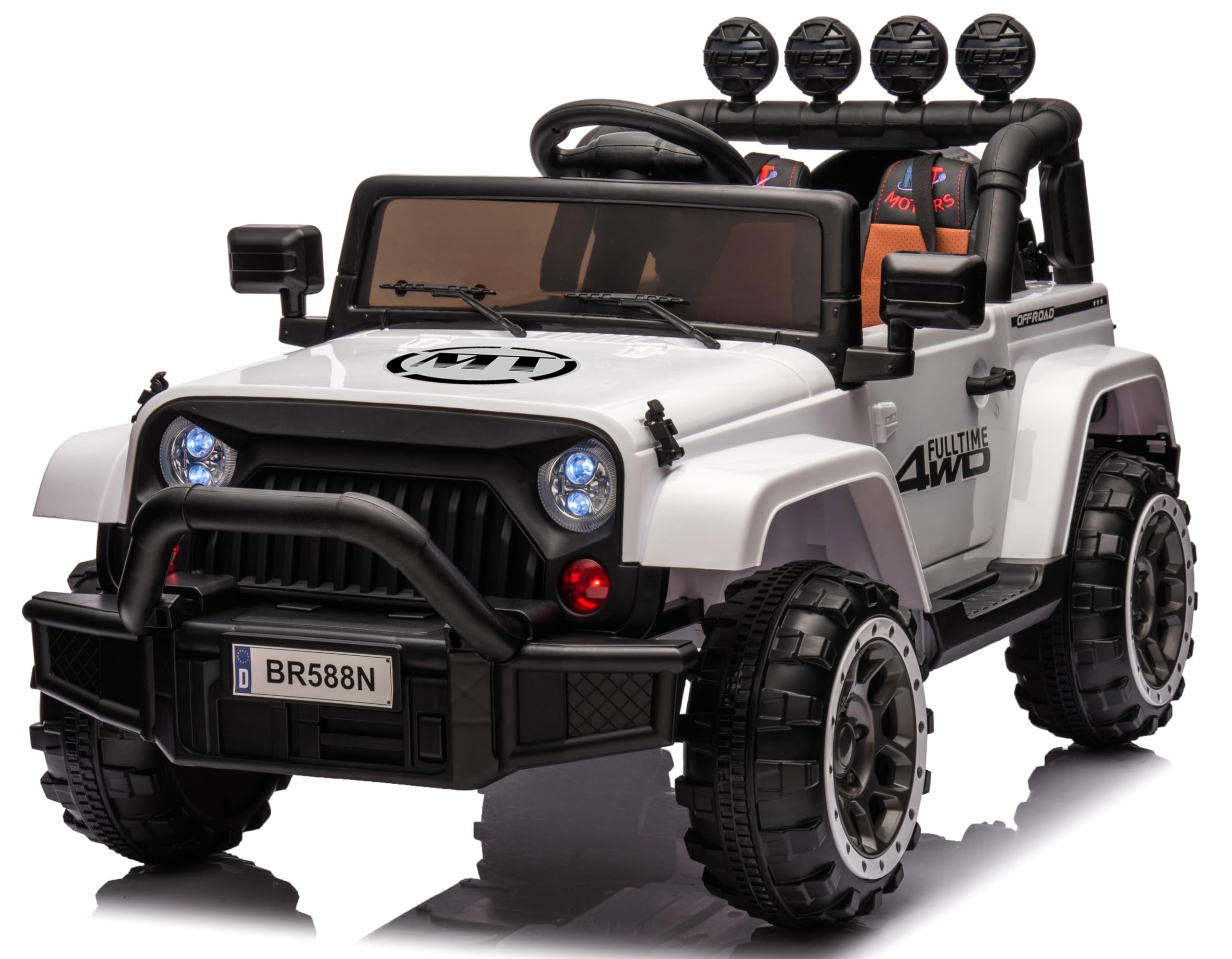 Auto Elettrica Macchina per Bambini Fuoristrada Off-Road con Sedile in Pelle e T