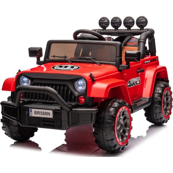Auto Elettrica Macchina per Bambini Fuoristrada Off-Road con Sedile in Pelle e Telecomando 12V Full Optional