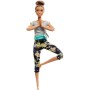 Mattel FTG83 Barbie Snodata 22 Punti Snodabili con maglietta grigia con dettagli colorati e pantaloni yoga floreali