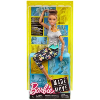 Mattel FTG83 Barbie Snodata 22 Punti Snodabili con maglietta grigia con dettagli colorati e pantaloni yoga floreali