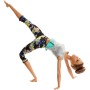Mattel FTG83 Barbie Snodata 22 Punti Snodabili con maglietta grigia con dettagli colorati e pantaloni yoga floreali