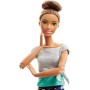 Mattel FTG83 Barbie Snodata 22 Punti Snodabili con maglietta grigia con dettagli colorati e pantaloni yoga floreali