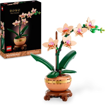 LEGO Icons Botanicals 10343 Mini-Orchidea set di Fiori Finti con Vaso Bocciolo e Foglie Artificiali