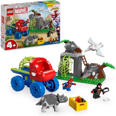 LEGO Marvel 11199 Team Spidey: Salvataggio su Dino-Ruspa con Veicoli Supereroi e Dinosauri