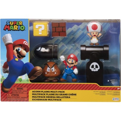 Jakks Pacific 64510 Nintendo Super Mario Diorama set Piana delle Ghiande Include 4 personaggi e un accessorio