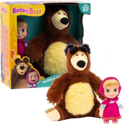 Giochi Preziosi MHA21000 Masha E Orso Coppia Peluche Masha 12cm con Vestito classico e Morbido Orso 20cm