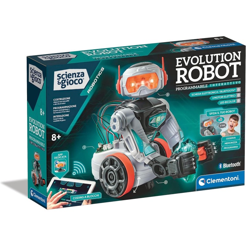 Clementoni 19305 Scienza e Gioco Evolution Robot 2.0 da Costruire e Programmare con Motori Elettrici e LED