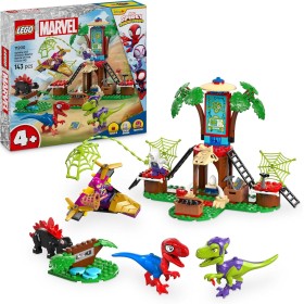 LEGO Marvel 11200 Battaglia con il Raptor al Quartier Generale sull’Albero di Spider-Man e Gobby con Dinosauri Casa e Veicoli