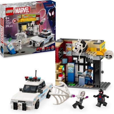 LEGO Marvel 76311 Spider-Verse: Miles Morales Contro la Macchia Set con Edificio, Macchina da Costruire e 4 Minifigure