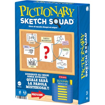 Mattel HXH41 Pictionary Sketch Squad gioco di squadra e disegno cooperativo con lavagnette pennarelli e porta indizi