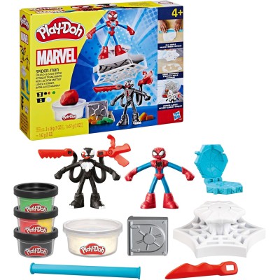 Hasbro F9827 Play-Doh Marvel Spider-Man Lancia e Taglia Set di Plastilina con 2 Action Figure e 4 Vasetti