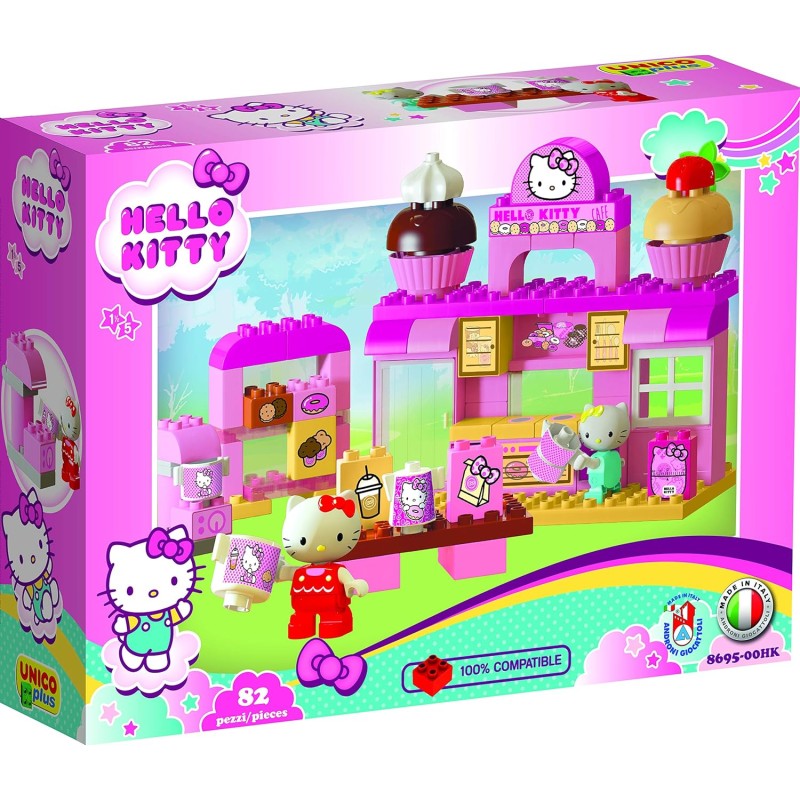 Unico Plus 8695-00HK La Cucina di Hello Kitty - Set costruzioni con 82 mattoncini per bambini dai 18mesi ai 5anni