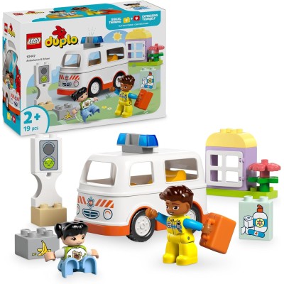 LEGO DUPLO 10447 Ambulanza e Autista con minifigure di Autista e Paziente per lo Sviluppo delle Abilità Socio-Emotive