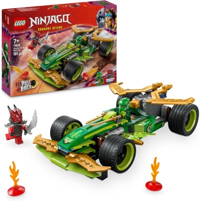 LEGO Ninjago 71828 Racer Pull-Back di Lloyd Auto da Corsa con 2 Minifigure Armatura Spade e Elementi Fulmine