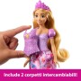 Mattel JBG09 Disney Princess Rapunzel 2 storie in 1 Rapunzel alla moda con 2 look intercambiabili e 9 accessori