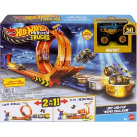 Mattel JBX64 Hot Wheels Monster Trucks Sfida Trofeo Gira e Capovolgi con 2 modalità di gioco e truck Bigfoot 50° anniversario Mattel JBX64 Hot Wheels Monster Trucks Sfida Trofeo Gira e Capovolgi con 2 modalità di gioco e truck Bigfoot 50° anniversario